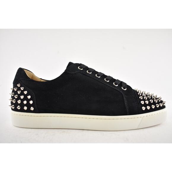 Christian Louboutin Men Seavaste 2 Flat Black Silver Spike Low Top Sneaker 44 11 - Picture 2 of 12